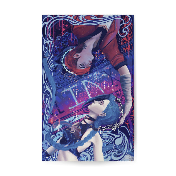 Obraz na szkle akrylowym 80x50cm Jinx & Vi Sisters Arcane League of Legends