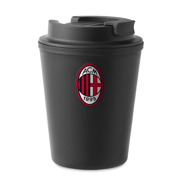 Kubek dwuwarstwowy z pokrywką 300ml AC Milan Czarny