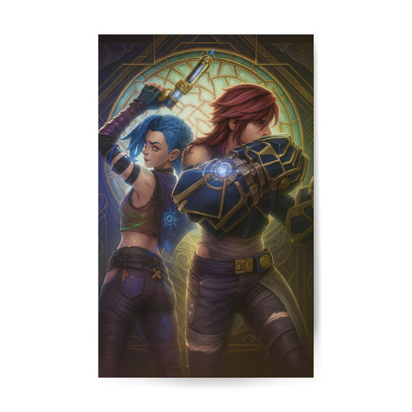 Obraz na szkle akrylowym 80x50cm Jinx & Vi 002 Arcane League of Legends