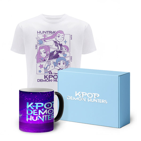 Zestaw Koszulka dziecięca K-Pop Demon Hunters Huntrix 003 Biała + Kubek magiczny