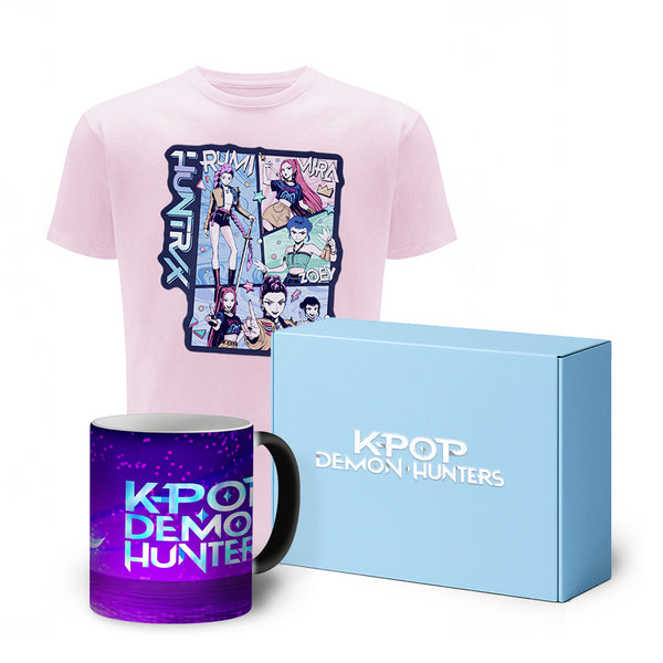 Zestaw Koszulka dziecięca K-Pop Demon Hunters Huntrix 002 Różowa + Kubek magiczny
