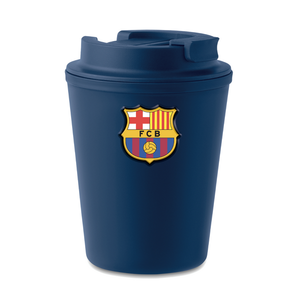 Kubek dwuwarstwowy z pokrywką 300ml FC Barcelona Czarny