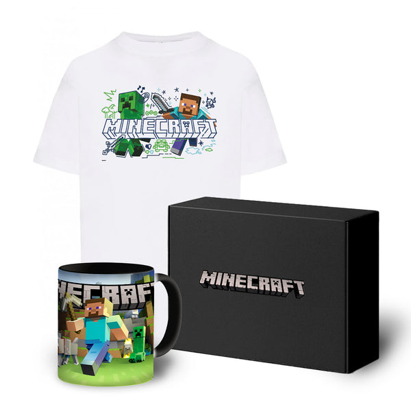 Zestaw Koszulka Minecraft Steve Biała + Kubek magiczny