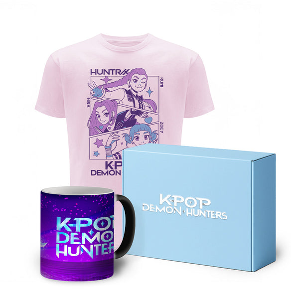 Zestaw Koszulka dziecięca K-Pop Demon Hunters Huntrix 003 Różowa + Kubek magiczny