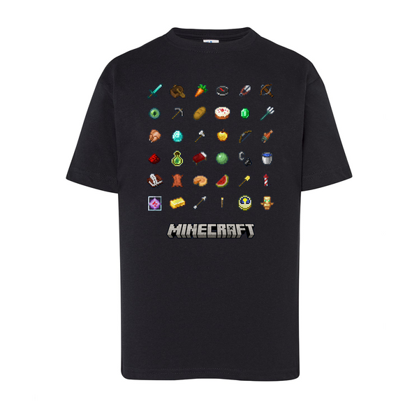 Koszulka dziecięca Minecraft Ikony Czarna
