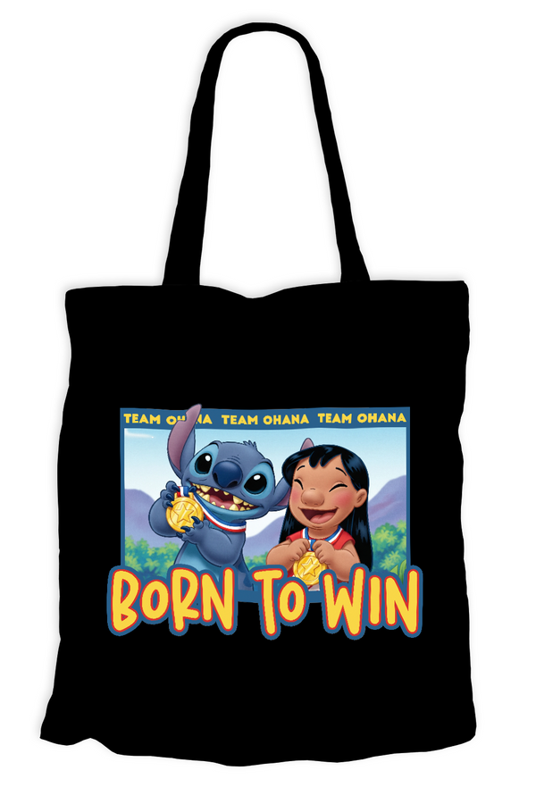Torba bawełniana na zakupy Born to win Lilo i Stich Czarna