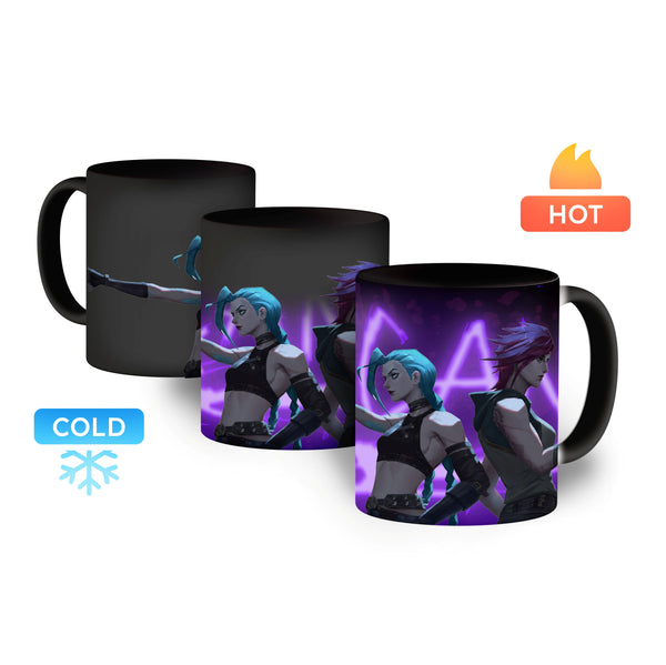 Kubek magiczny Jinx & Vi Sisters Arcane League of Legends Czarny