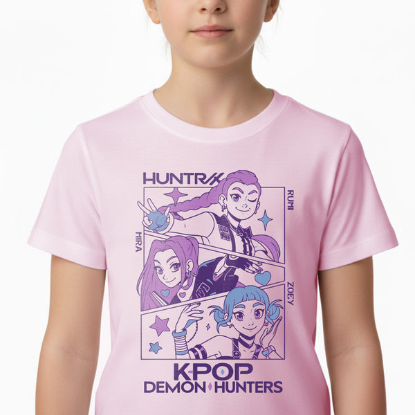 Koszulka dziecięca K-Pop Demon Hunters Huntrix 003 Różowy