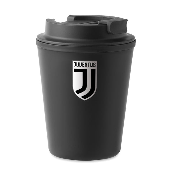 Kubek dwuwarstwowy z pokrywką 300ml Juventus Czarny