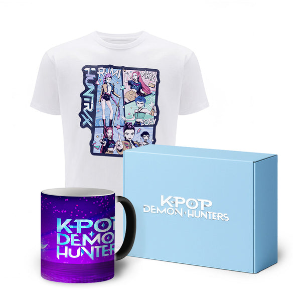 Zestaw Koszulka dziecięca K-Pop Demon Hunters Huntrix 002 Biała + Kubek magiczny