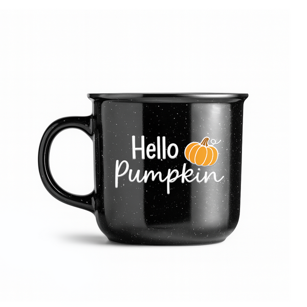 Kubek ceramiczny Vintage z uchem 400ml Hello Pumpkin Czarny