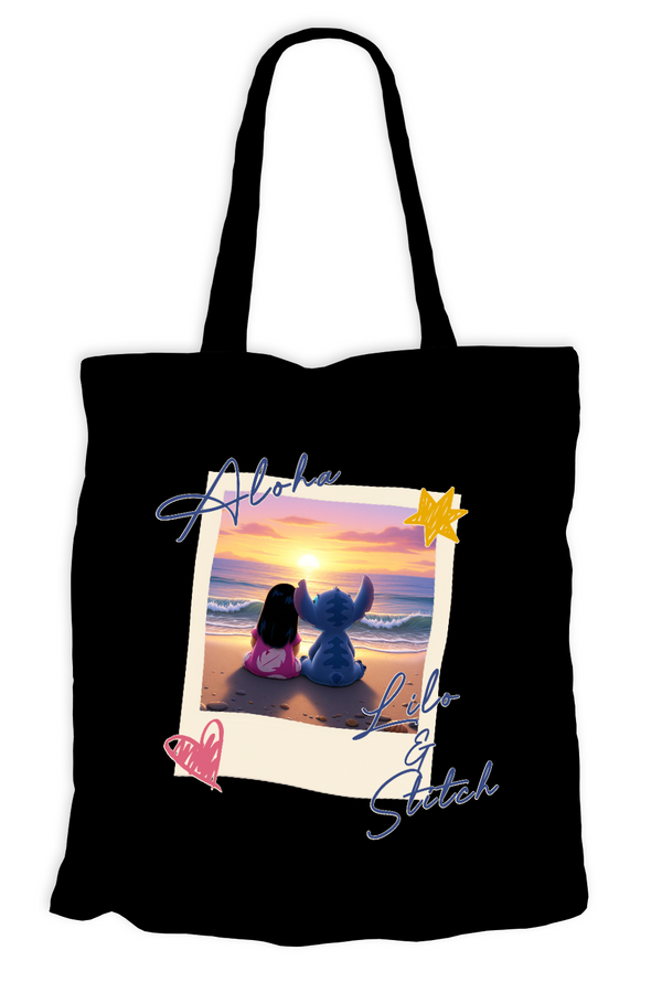 Torba bawełniana na zakupy Instax Lilo i Stich Czarna